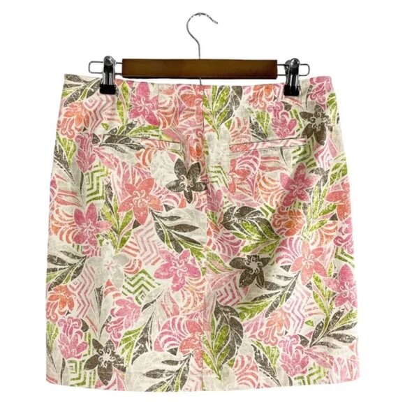 J. Jill Skirt Live In Chino Pink Coral Floral Print w/ Pockets, Size 6P - Picture 2 of 11